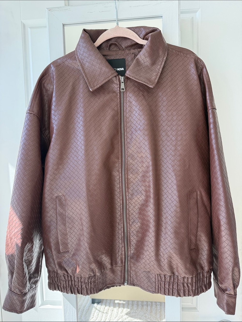 Fashion Nova Brown Quilted Faux-Leather Bomber Jacket
